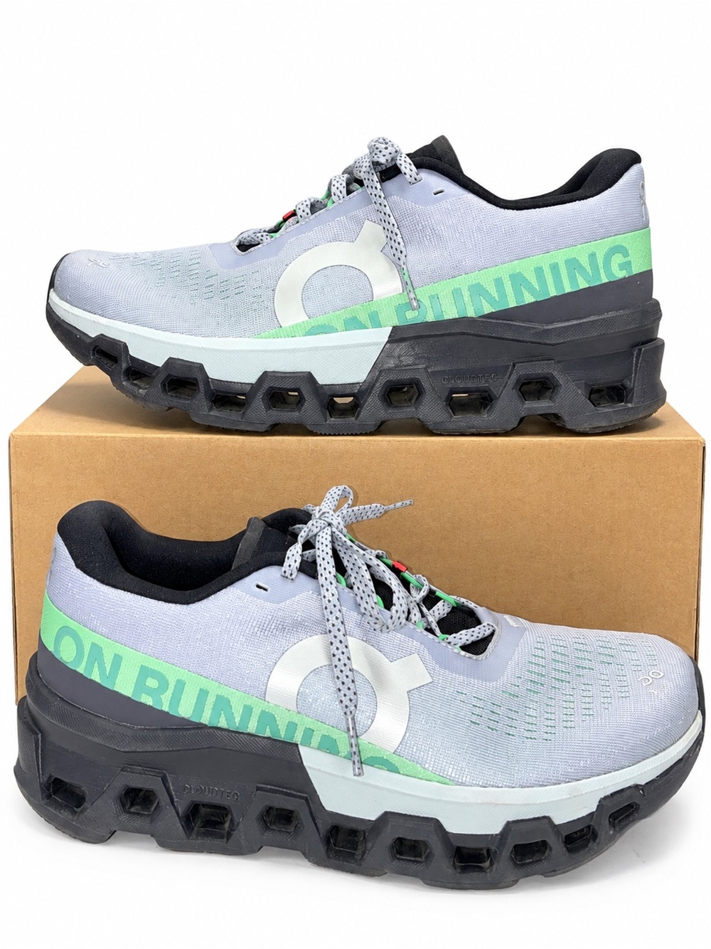 On Running Cloudmonster Women’s Size 9 Gray Green Running Shoes CloudTec
